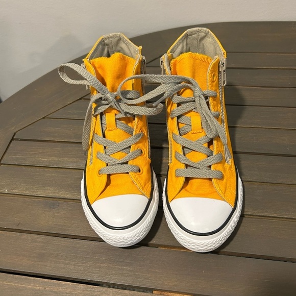 {Converse} Custom Chuck Taylor All Star Yellow High-Top Sneakers - Picture 2 of 5